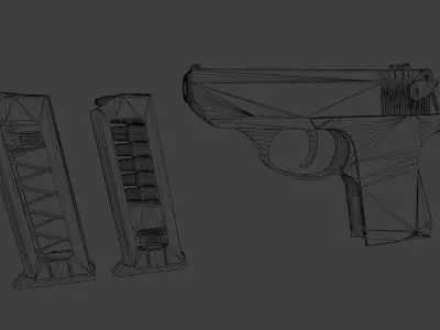 PSM Handgun Low Poly  Low-poly 3D model