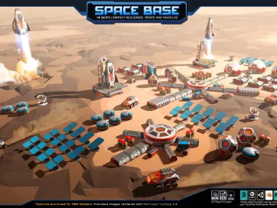 Low Poly SPACE Base  Low-poly 3D model