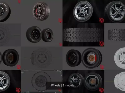 Wheels motorcycle tire 3D Model Pack