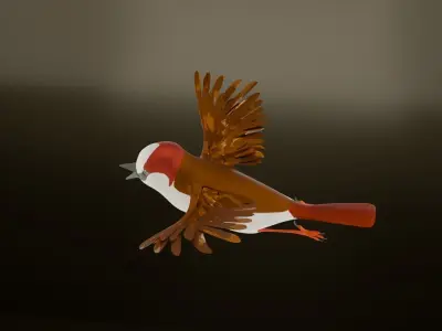 Animated Bird in Flight  Fully Rigged 3D Model for Games Renders Low-poly 3D model