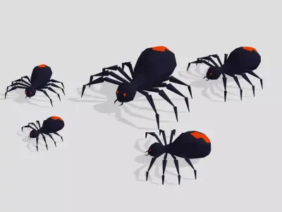 Cute Spiders Low-poly Free 3D model