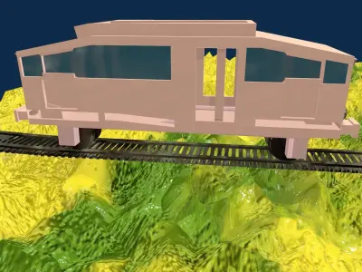 Game Ready 3d Train house in sky screenshots Low-poly 3D model