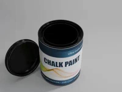 Plastic Paint Can 750ml Realistic Packaging 3D Model PBR Lid 3D model