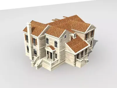 Villa house with tiled roof 3D model