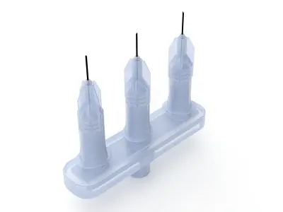 Multi Injector 3 Needles Straight Transparent 3D model