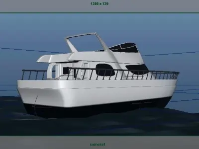 Boat with Ocean  Low-poly 3D model