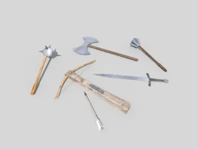 low poly medieval weapons pack 1 Low-poly 3D model