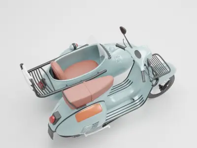 Vespa Sprint  With Sideca Low-poly 3D model