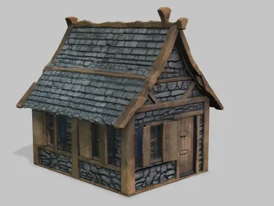 Old houses and old wall 3D model
