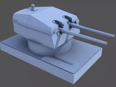 Bismarck 15cm turret 01 - Personal license - 1-72 scale 3D print model