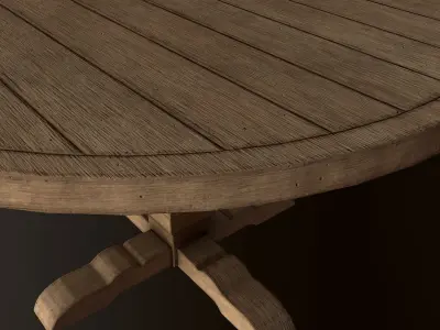 Wood Round Dining Table - PBR Game Ready Low-poly 3D model