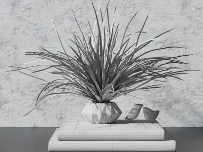 Decor set 1 plant in vase 3D model