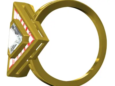 Antique Fancy Cut Triangle Shaped Wedding Ring 3D print model