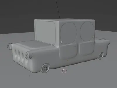 Cute Cartoon Yellow Car Low-poly 3D model