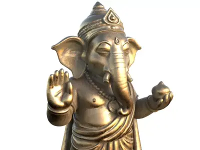 Lord Ganesha  Statue Metal Low-poly 3D model