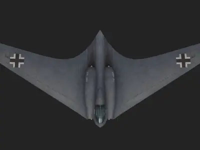 Horten Ho 229 Hand painted game model the first jet fighter Low-poly 3D model