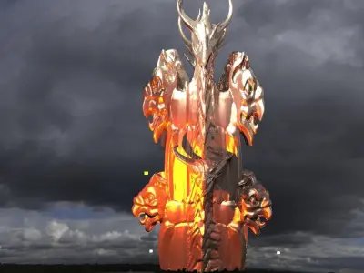  Gold Underworld throne pillar 1 3D model