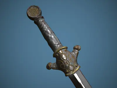 Rusty Celtic Sword  Low-poly 3D model