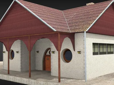 Train Station Low-poly 3D model