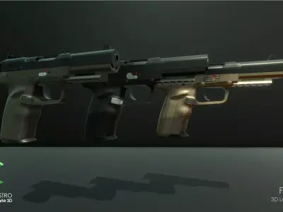 FSC-9mm gun with magazine Low-poly 3D model