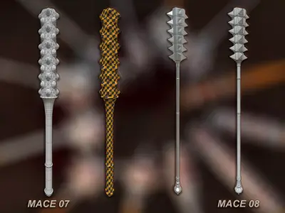 40 Medieval Mace  Vol 1 Low Poly and Unwrapped  3D model