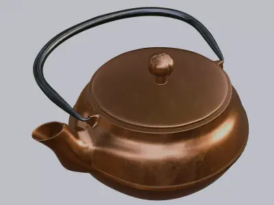 Copper teapot 3D model hardsuface Low-poly 3D model