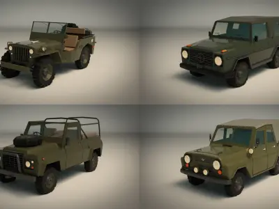 Low Poly Military Jeep Pack