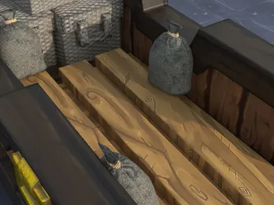 Cart Low Poly PBR wooden wagon Free low-poly 3D model