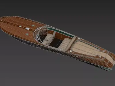 Classic Wooden Runabout Speedboat 3D model 3D model