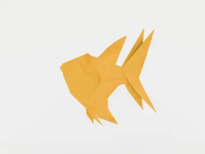 Origami Gold Fish Low-poly 3D model
