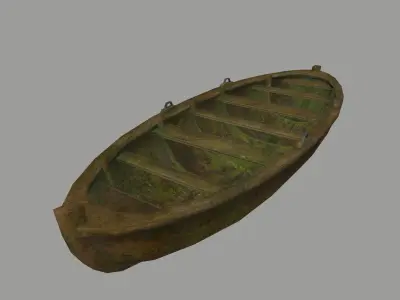 boat 1 old wooden Low-poly 3D model
