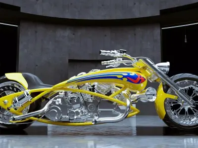 Chopper Motorcycle 3D model get