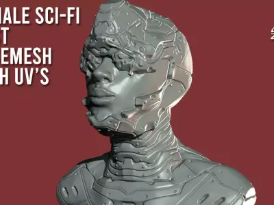 Female Sci-Fi Bust BaseMesh WIth UVs - Ztool 3D model