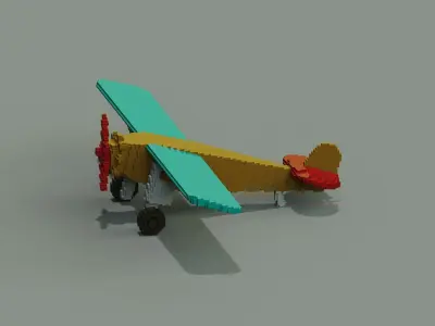 Voxel Plane Low-poly 3D model