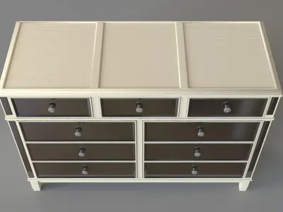 Hayworth Mirrored Antique White Dresser 3D model