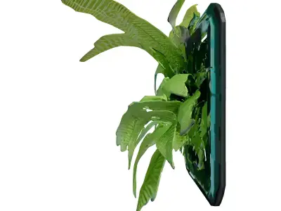 Futuristic Wall Planter with Fern 3D model