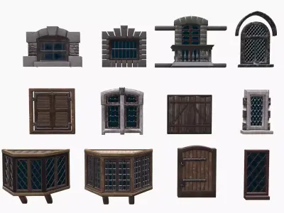 Windows pack Low-poly 3D model