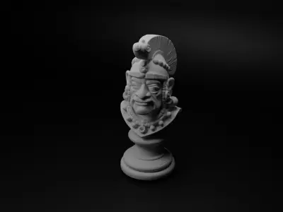 Mayan Warrior Bust Chess 3D print model get