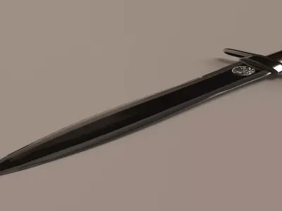 Broad Sword With Floral Embellishment 3D model