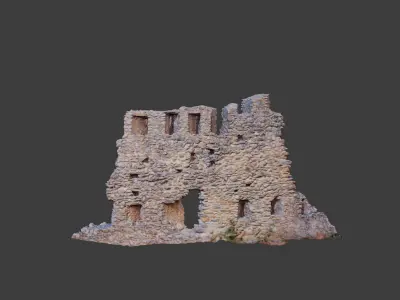 Castle Wall Castle ruins PBR Scanned Low-poly 3D model
