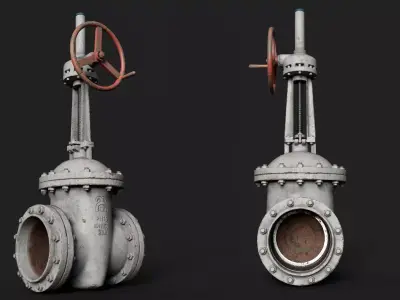 Industrial gate valve  Low-poly 3D model