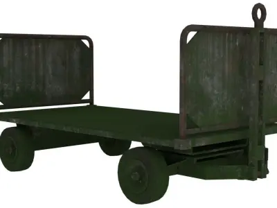 Baggage Cart 1 Moss Lowpoly Low-poly 3D model