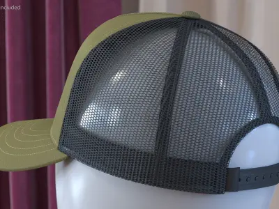 Trucker Cap Olive 3D model
