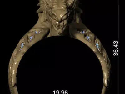 Dragon Ring 3D print model 6