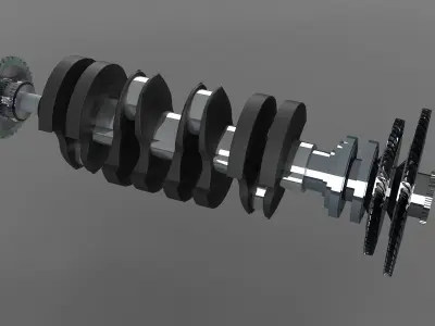 crankshaft crank piston engine v8 shaft cylinder car part 3D model
