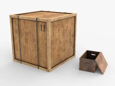Wooden Boxes Low-poly 3D model