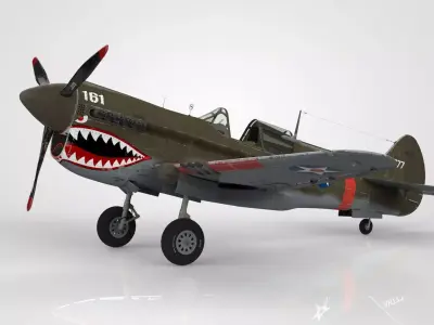 Curtiss P-40 Warhawk 3D model shop