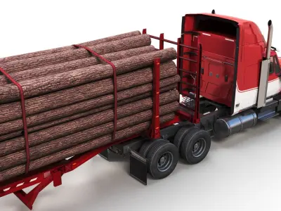 International LoneStar logger semitruck Low-poly 3D model