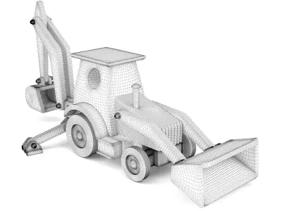 Wooden toy tractor 06 3D model