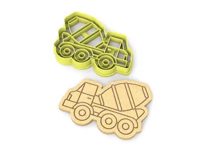 Concrete mixer truck cookie cutter 3D print model